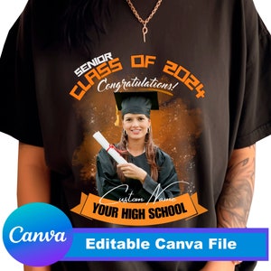 2025 Graduation Shirt Template: Custom Photo Canva Design (Digital Download)