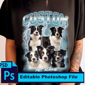 Custom Pet Photo T-Shirt Template: Bootleg Style PSD (Digital Download)