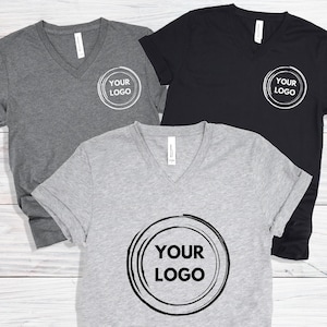Business Logo V-Neck Shirt, Custom Text Company Tees, Your Slogan T-shirt zdjęcie 1