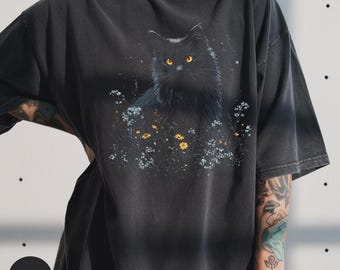 Mystical Black Cat Tee, Comfort Colors Witchy Shirt, Magical Pet Lover Gift
