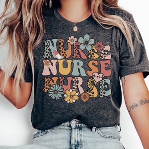 Nurse Floral Shirt, Cute RN Gift for Her, Aesthetic Nurse T-shirt, Nursing Student Tee, Healthcare Worker Shirt, Nurse Appreciation Gift