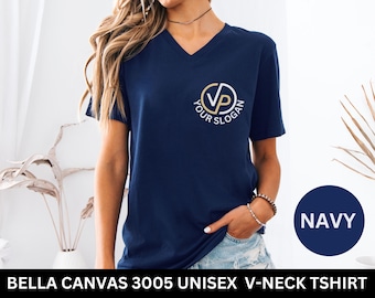 Custom Logo V-Neck Shirt: Personalized Text Business Tee