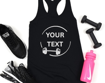 Custom Workout Tank, Racerback Logo Top, Soft Cotton Trainer Gym Apparel
