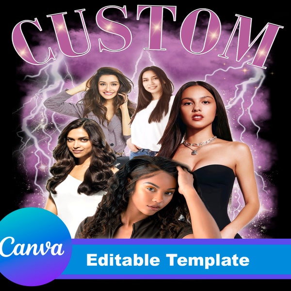 Custom Bootleg Canva Template, Customize bootleg Canva File, Change Color Bootleg Rap, DRAG and Drop Your Photos Vintage Custom Desing