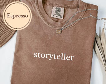 Writer Shirt, Comfort Colors® Storyteller, Gift For Author, Novelist Tshirt, Funny Journalist T Shirt, Writing