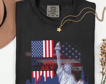 4th of July Semiquincentennial Shirt Statue of Liberty USA Flag Comfort Colors Patriotic Tee