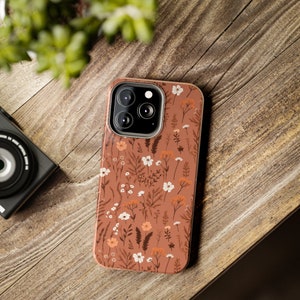 Pressed Flower Phone Case, Cottagecore Phone Case, Wildflower Phone Case (Terra-Cotta), Flower iPhone Case, Floral iPhone Case