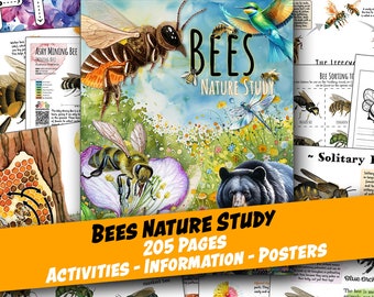 BEES NATURE STUDY Unit, Huge Printables Collection, Life Cycle, Anatomy, Science, Worksheets, Games, Homeschool, Montessori, Download