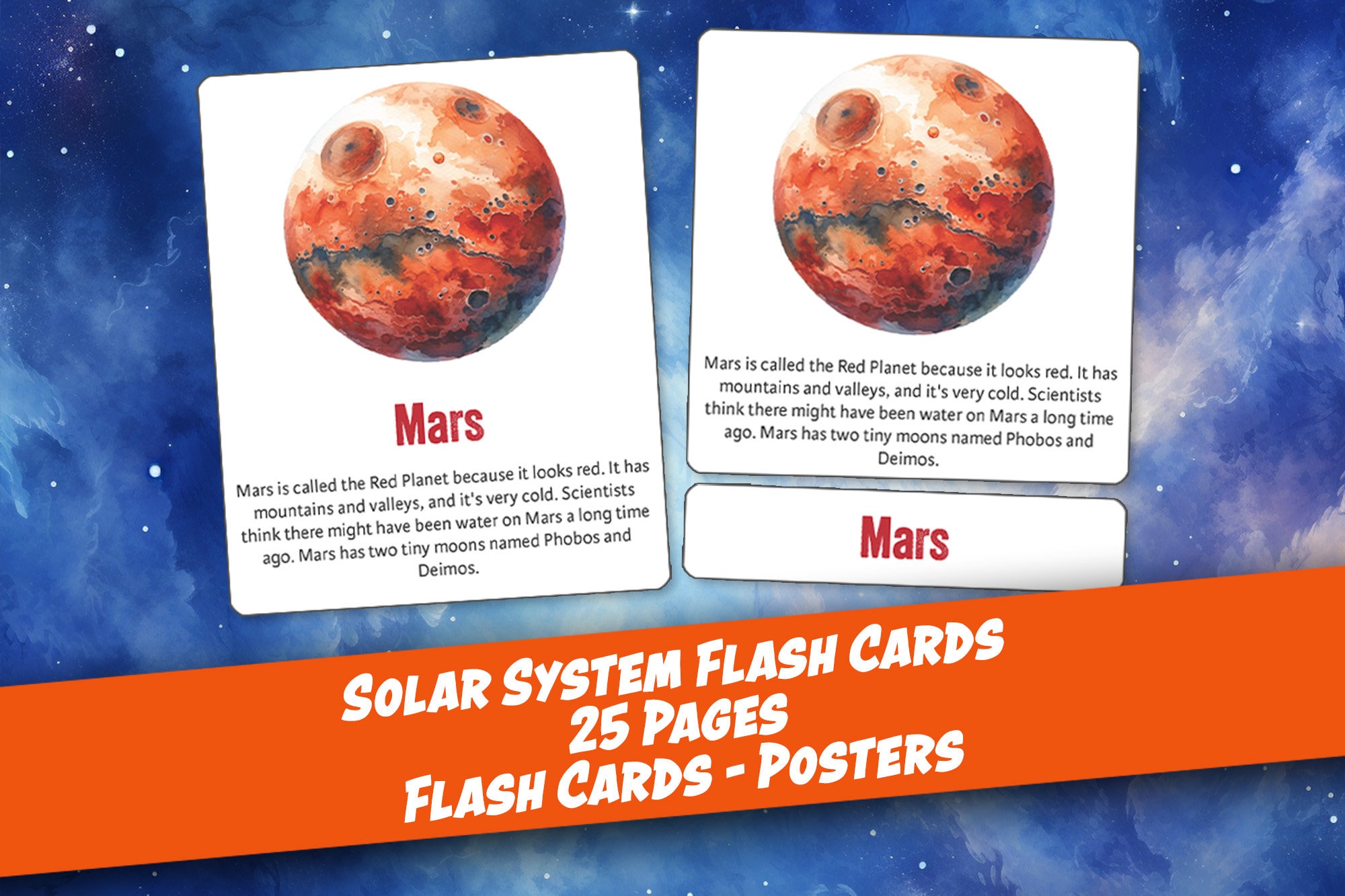 SOLAR SYSTEM and PLANETS Flash Cards, Sun, Moon, Planets, Comets, Solar System, Space Posters, Homeschool, Montessori, Instant Download
