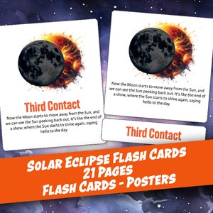 ZONNEVERSTERKING Flashkaarten, zon, maan, aarde, zonnestelsel, ruimteposters, thuisonderwijs, montessori, Instant Download