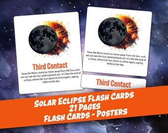 SOLAR ECLIPSE Flash Cards, Sun, Moon, Earth, Solar System, Space Posters, Homeschool, Montessori, Instant Download