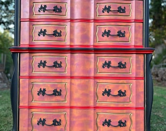 French Provincial Tallboy Chest On Chest Of Drawers