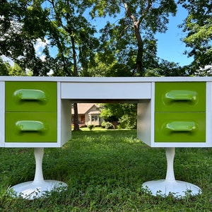 SOLD!! Restored Broyhill Chapter One Space Age Raymond Loewy Style Writing Desk - Mid Century Modern