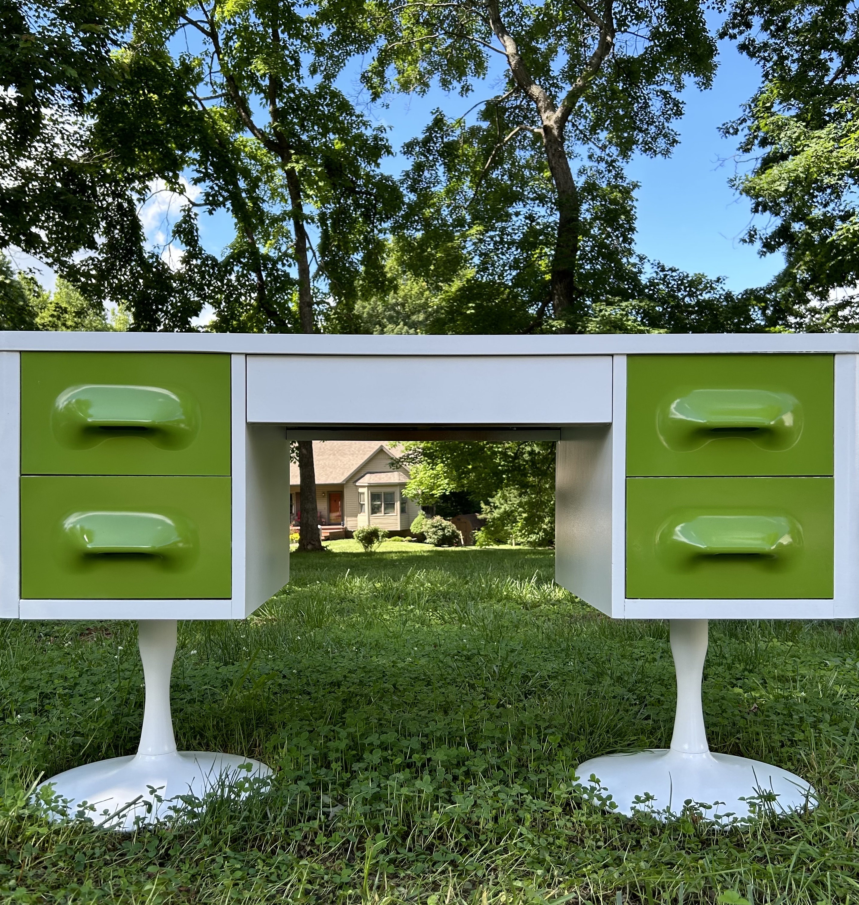 SOLD!! Restored Broyhill Chapter One Space Age Raymond Loewy Style Writing Desk - Mid Century Modern