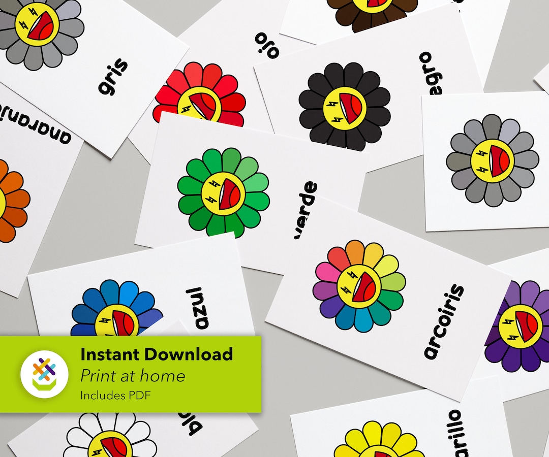 12 Spanish Color Flash Cards Printable Education Aids Etsy
