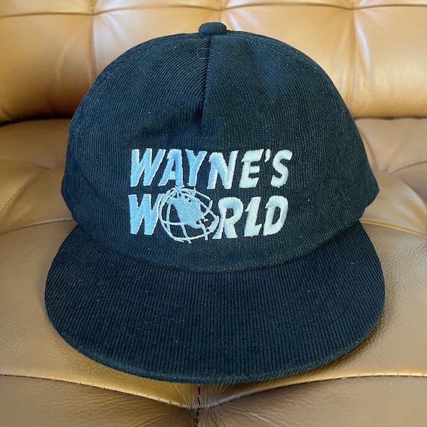 Classic Wayne's World Black Corduroy Snapback | Classic Embroidered Black Vintage Hat | Retro Halloween Costume
