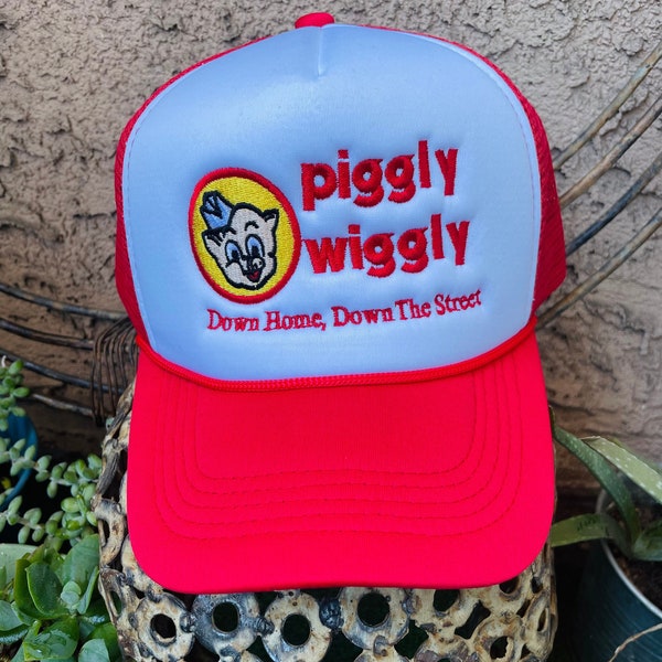 Original Piggly Wiggly Embroidered Trucker Hat | Vintage Classic Snapback | Cute Hats | Custom Gift for Her | Retro Cowboy Beach Hat