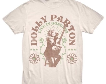 Live In Concert wit T-shirt met bloemenprint | Zomer-T-shirts voor liefhebbers van het platteland