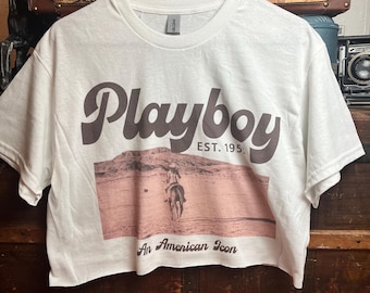 Vintage crop T-shirt met konijn | Klassiek Y2K retro T-shirt met print | Leuke Baddie Bunny-top