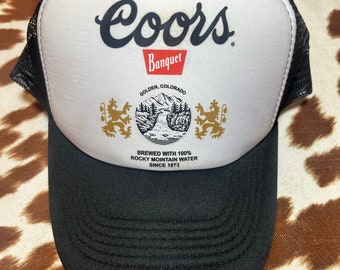 Originele Coors Banquet-truckerpet | Vintage klassieke zwarte mesh-snapback | Cadeau vriendje | Zomerconcerthoeden