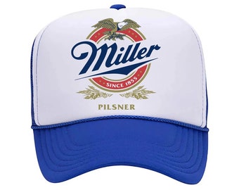 Klassieke blauwe Miller-snapbackhoed I Vintage truckerhoeden I Trendy hoeden voor de zomer
