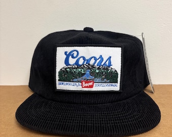 Originele Coors patchwork corduroy hoed | Vintage truckerpet | Verstelbare hoed met brouwerijlogo | Retro geïnspireerde trucker