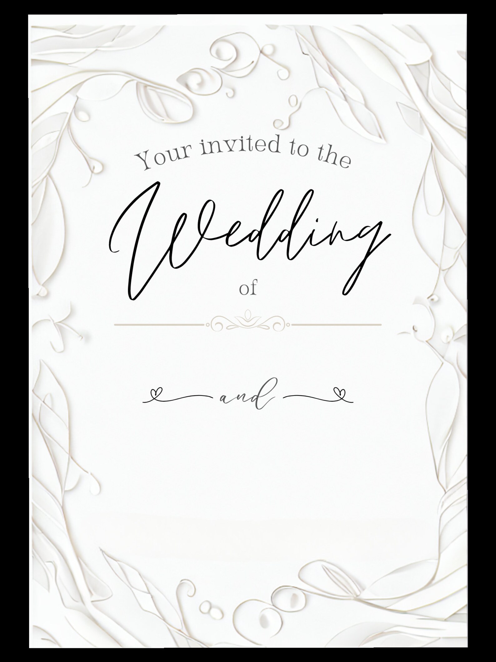 Simple Elegant Wedding Invitation Template DIY White Etsy