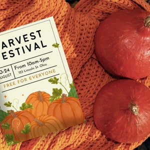 Harvest Festival Party Invitation, Fall Fest, Fall Community Celebration, DIY, Printable, Template