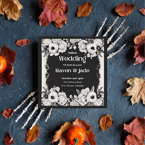 Dark Halloween Themed Wedding Invitation Template DIY, Editable Template, Gothic Wedding Invitation, Wedding Invite