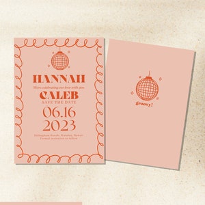 DIY Retro Trendy Disco Wedding Save The Date | DIGITAL TEMPLATE | Edit in Canva | Print from home or online
