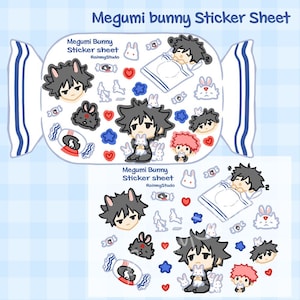 Megumi White Rabbit Candy Sticker Sheet | Holographic