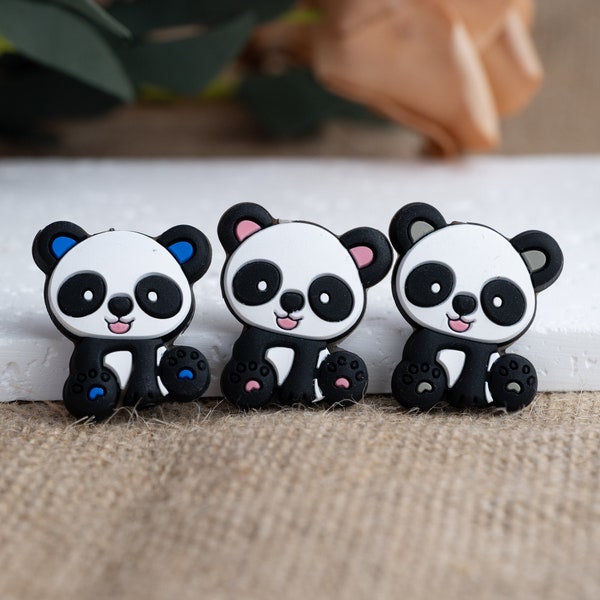 Cute carton panda silicone focal bead focal silicone animal silicone bead, beaded pen,  silicone focal bead for pen