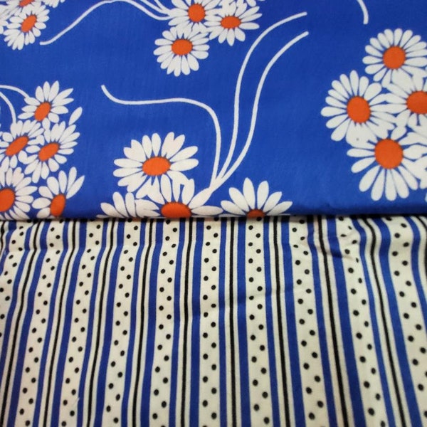 Free Spirit Royal Blue Orange Daisy Bundle Stripe Katie Jump Rope Denyse Schmidt 3 yds total End of a project. Cotton. Shop Closing. Daisies