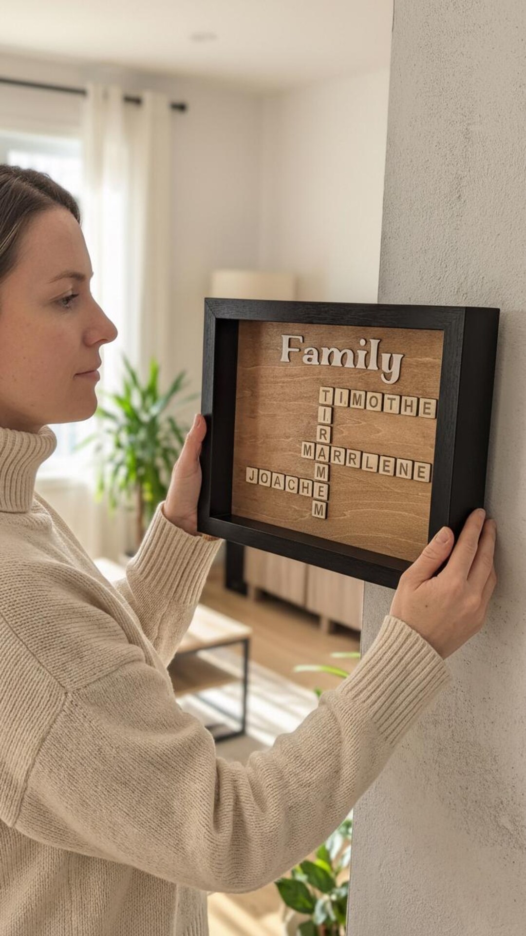 Personalized Family Name Wood Crossword Art – Custom Tile Scrabble Sign ...