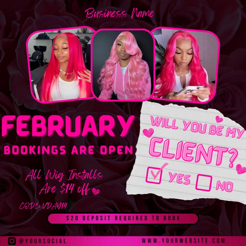 Valentines Day Booking Flyer, February Booking Flyer, February Book Now ...
