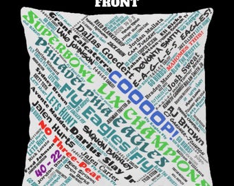 EAGLES Super Bowl LIX Word Art Pillow