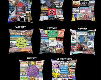 Individual NEW JERSEY Beach Town Pillow Collages