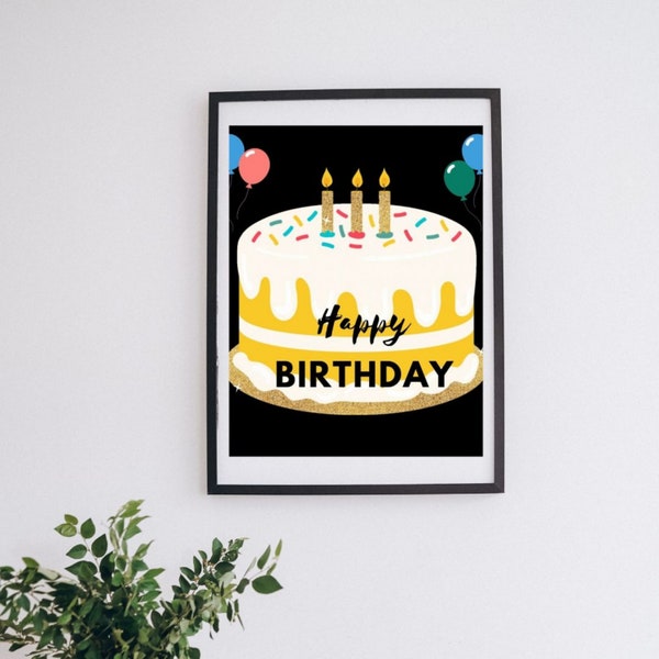 Happy Birthday Art Frame For Birthday Gift | Birthday Balloons | Digital Download | Art For Photo Frames | Birthday Gifts