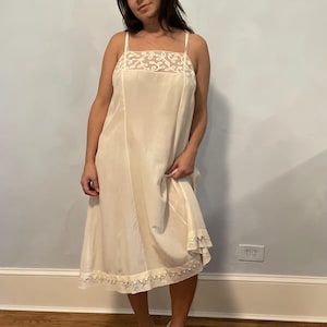1920s Ivory Silk and Lace Slip Dress