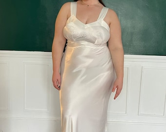 1940s Volup Satin Wedding Slip Dress