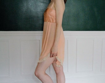 1920s Peach Silk Teddy