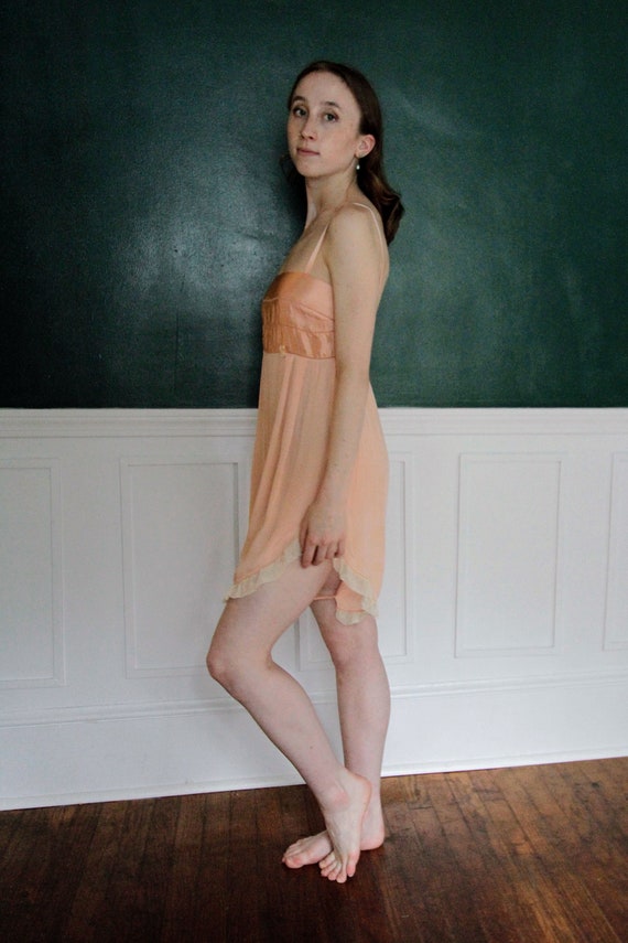 1920s Peach Silk Teddy