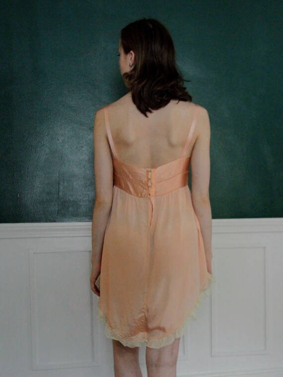 1920s–30s Blush Silk Teddy (Camiknicker) — Pure Silk Boudoir One-Piece with Lace Appliqué-20AL