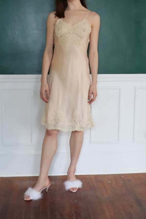 1930s French Silk and Sheer Lace Slip