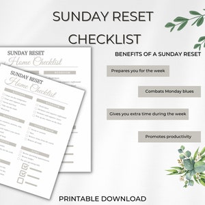 Sunday Reset Checklist Printable