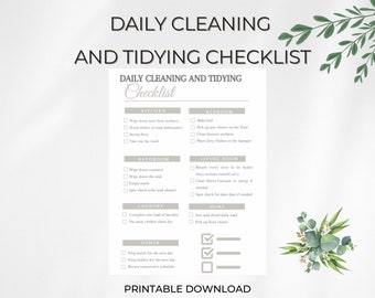 Daily Cleaning and Tidying Checklist Printable