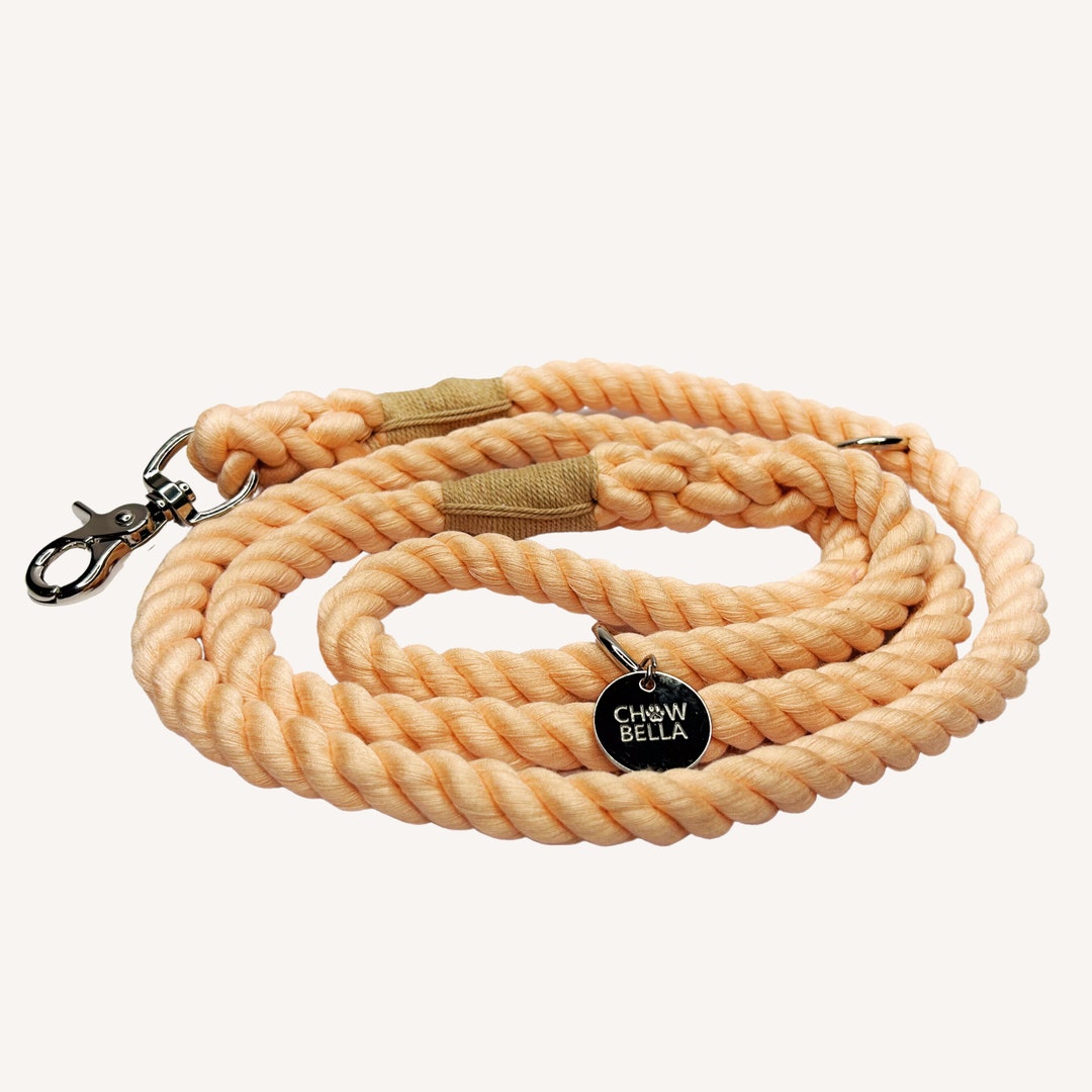 Peach Dog Leash // Rope Dog Lead Strong Dog Leash Silver Dog Leash
