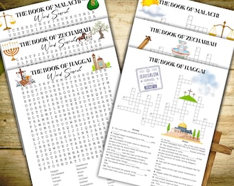 Haggai Zechariah Malachi Christian Crossword Puzzles Religious Word Search Bible Study Tools Church Event Old Testament Bible Games Easter