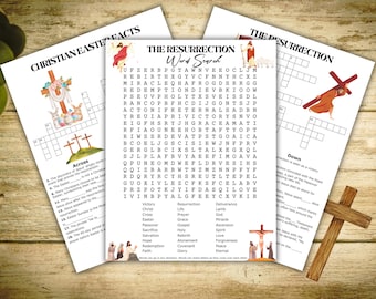 Easter Jesus&#39; Resurrection Christian Crossword Puzzles Easter Word Search Bible Study Church Event Christian Games Bible Puzzles Church Game