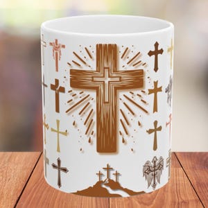 Christian Cross Coffee Mug for Christians Religious Gift Spiritual Gift Christian Religious Gift for Him Christian Gift for Him Pastor Gift